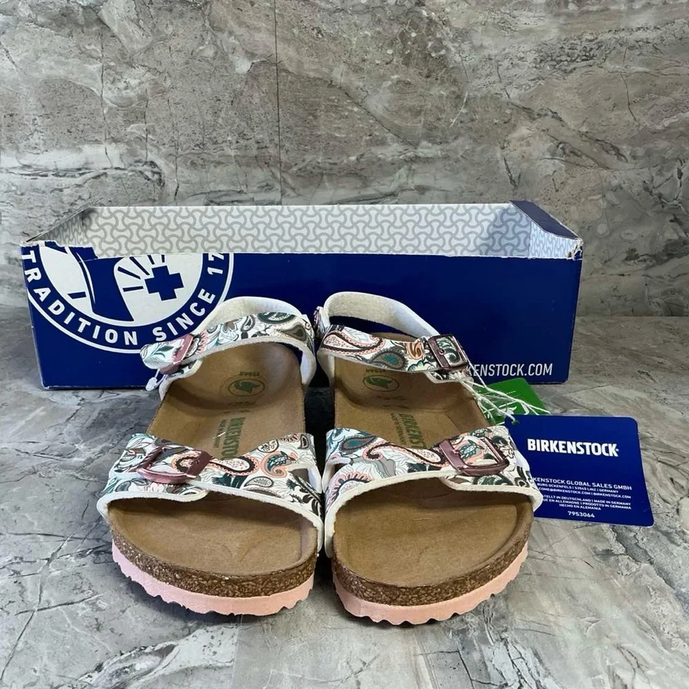 BIRKENSTOCK RIO VEGAN PAISLEY LIGHT ROSE BIRKO FLOR NARROW